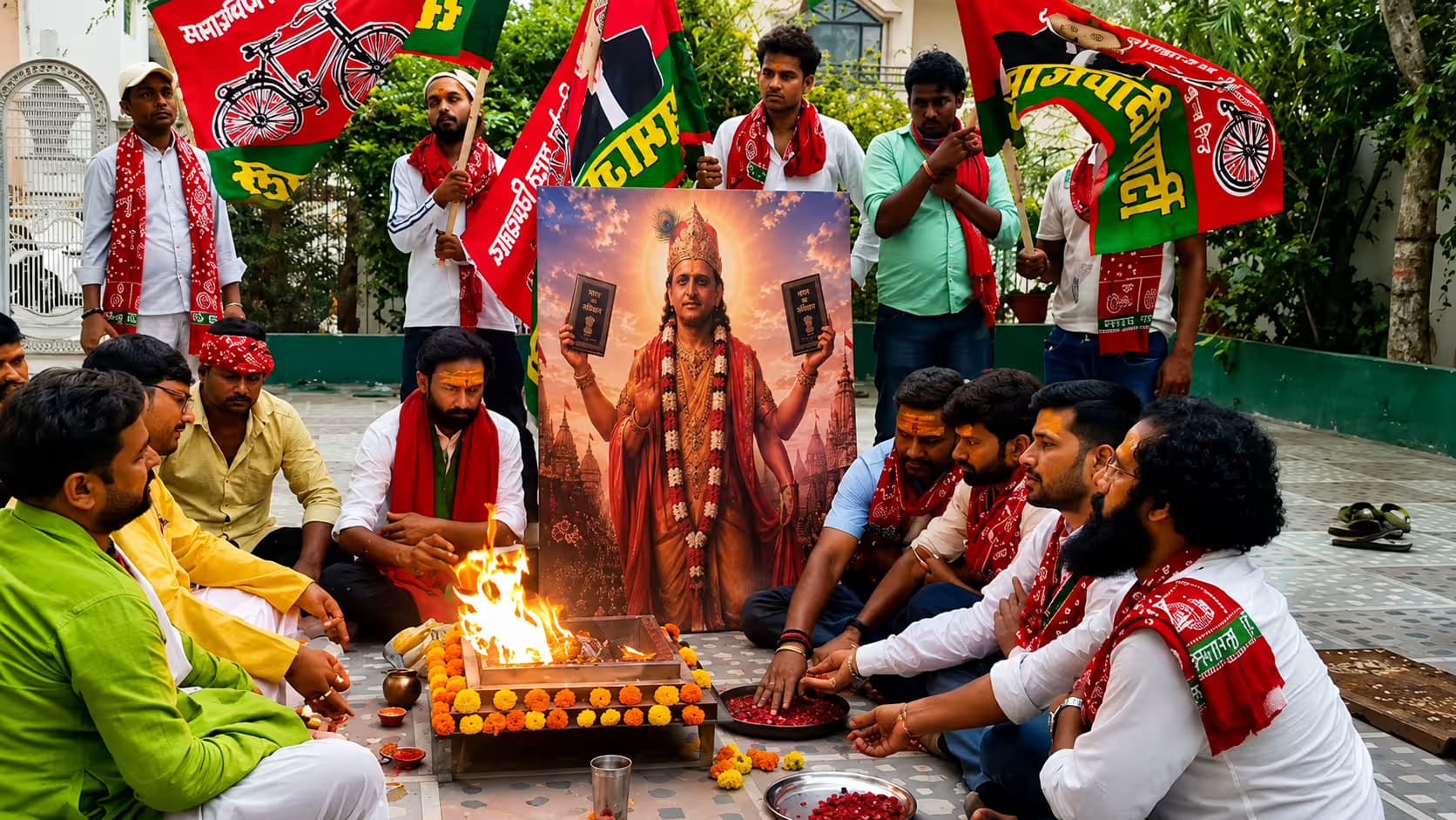 वाराणसी में अवतारी हो गए अखिलेश, जन्मदिन पर सपा कार्यकताओं ने कृष्ण, भगीरथ, अर्जुन का दिया रूप...