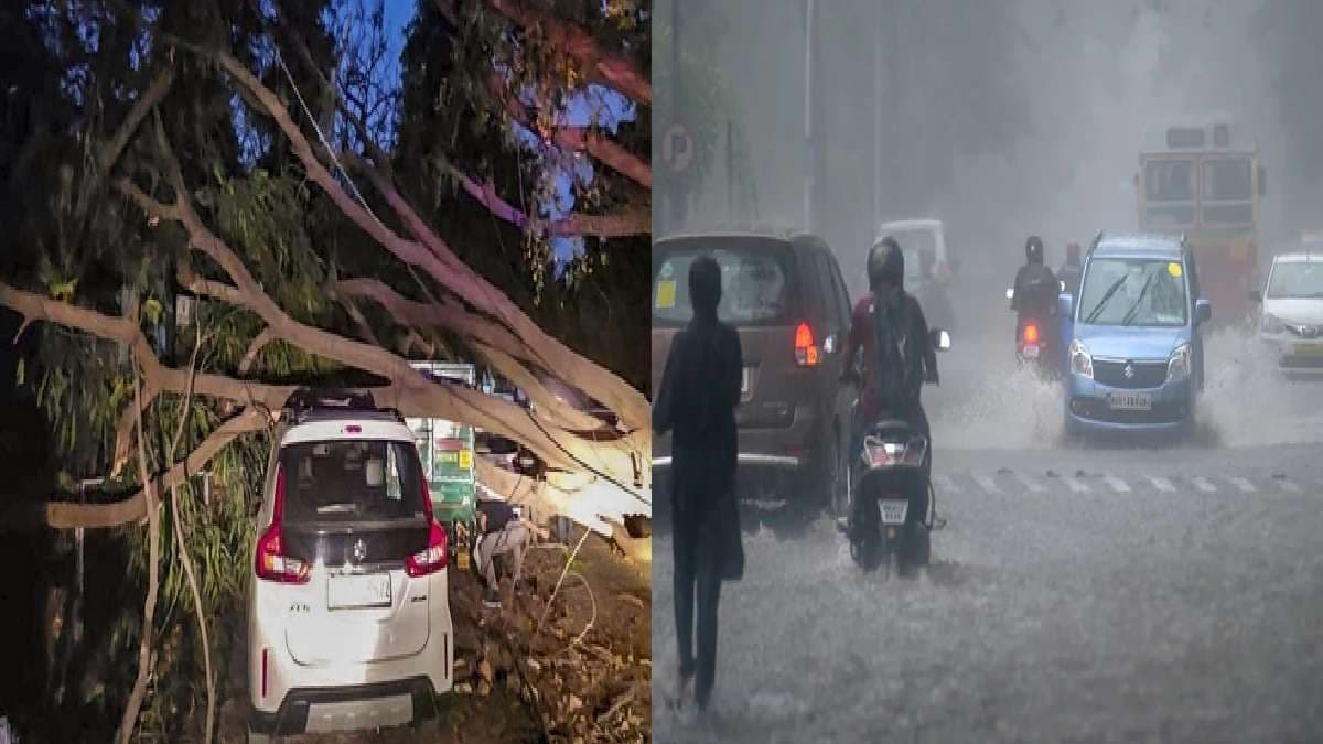 यूपी में आंधी-तूफान, टिनशेड के साथ हवा में उड़ा युवक