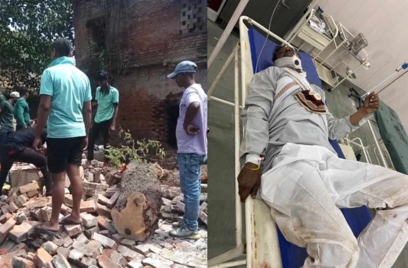 वाराणसी के रामनगर में कॉलेज की दीवार ढही, कई जख्मी