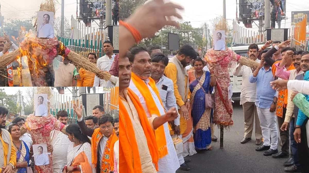 राष्ट्रपति मुर्मू के अपमान का विरोध, BJP कार्यकर्ताओं ने ममता बनर्जी का फूंका पुतला