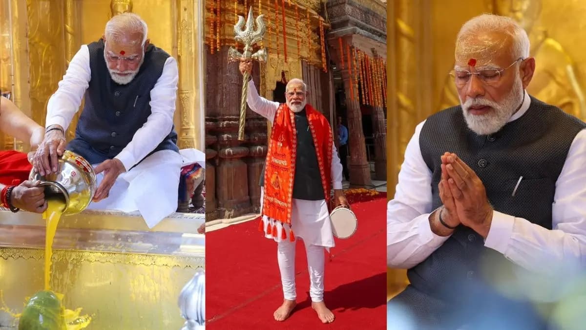 पीएम मोदी ने काशी विश्‍वनाथ मंदिर में किया पूजन, रोड शो में  ढोल-नगाड़े और शंखनाद के बीच स्वागत 