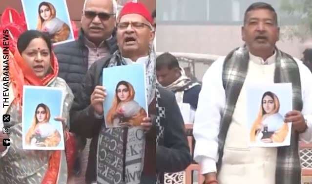 मणिकर्णिका घाट पर तोड़फोड़ का मामला सड़क से संसद पहुंचा, सपा ने किया प्रदर्शन