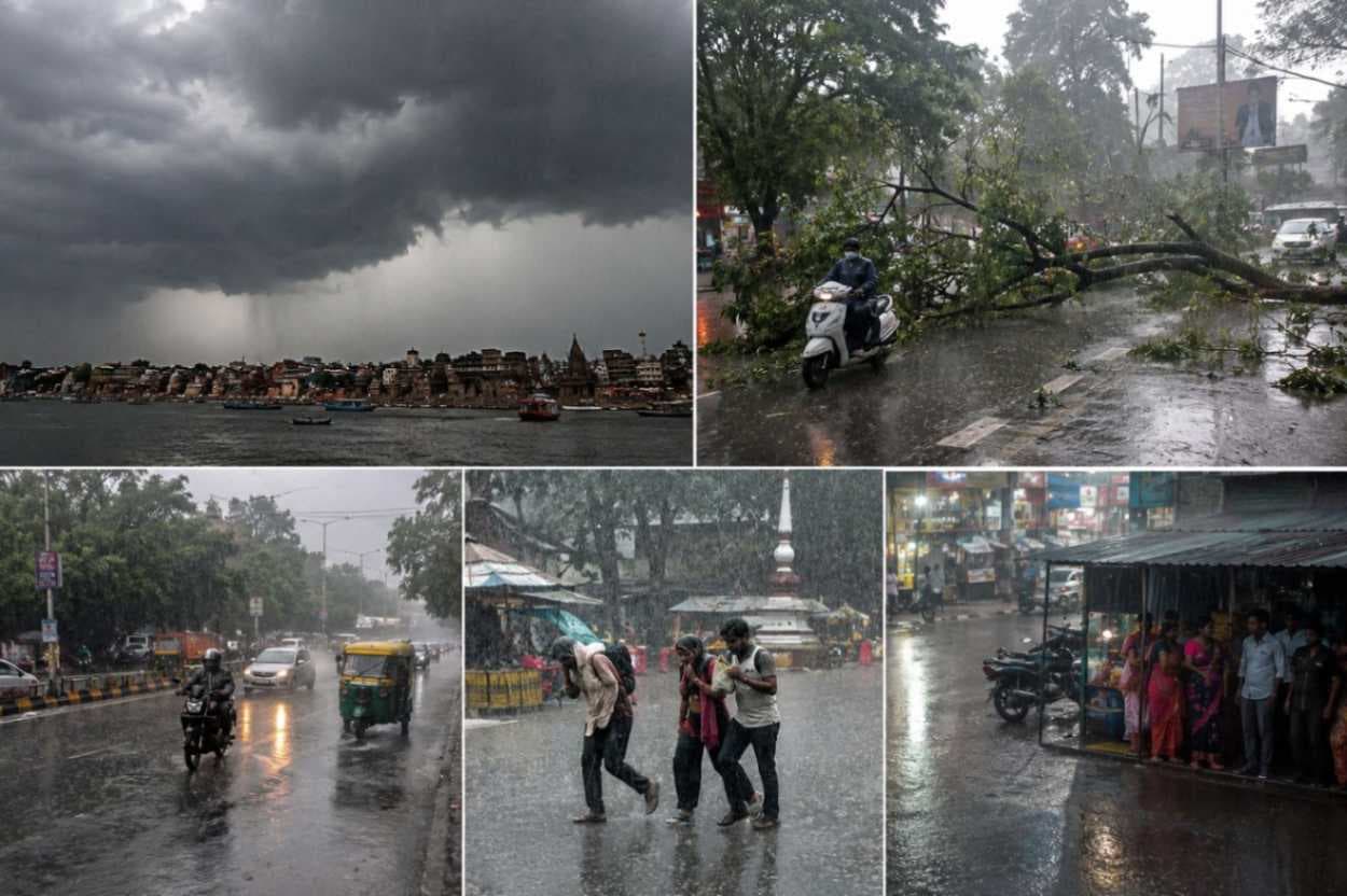 तेज आंधी और झमाझम बारिश से बदला बनारस का मौसम...