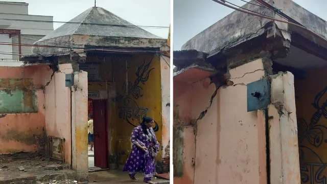 प्राचीन पांचों पांडव मंदिर के मुख्य द्वार का गुंबद जर्जर हालत में, दुर्घटना की बढ़ी आशंका