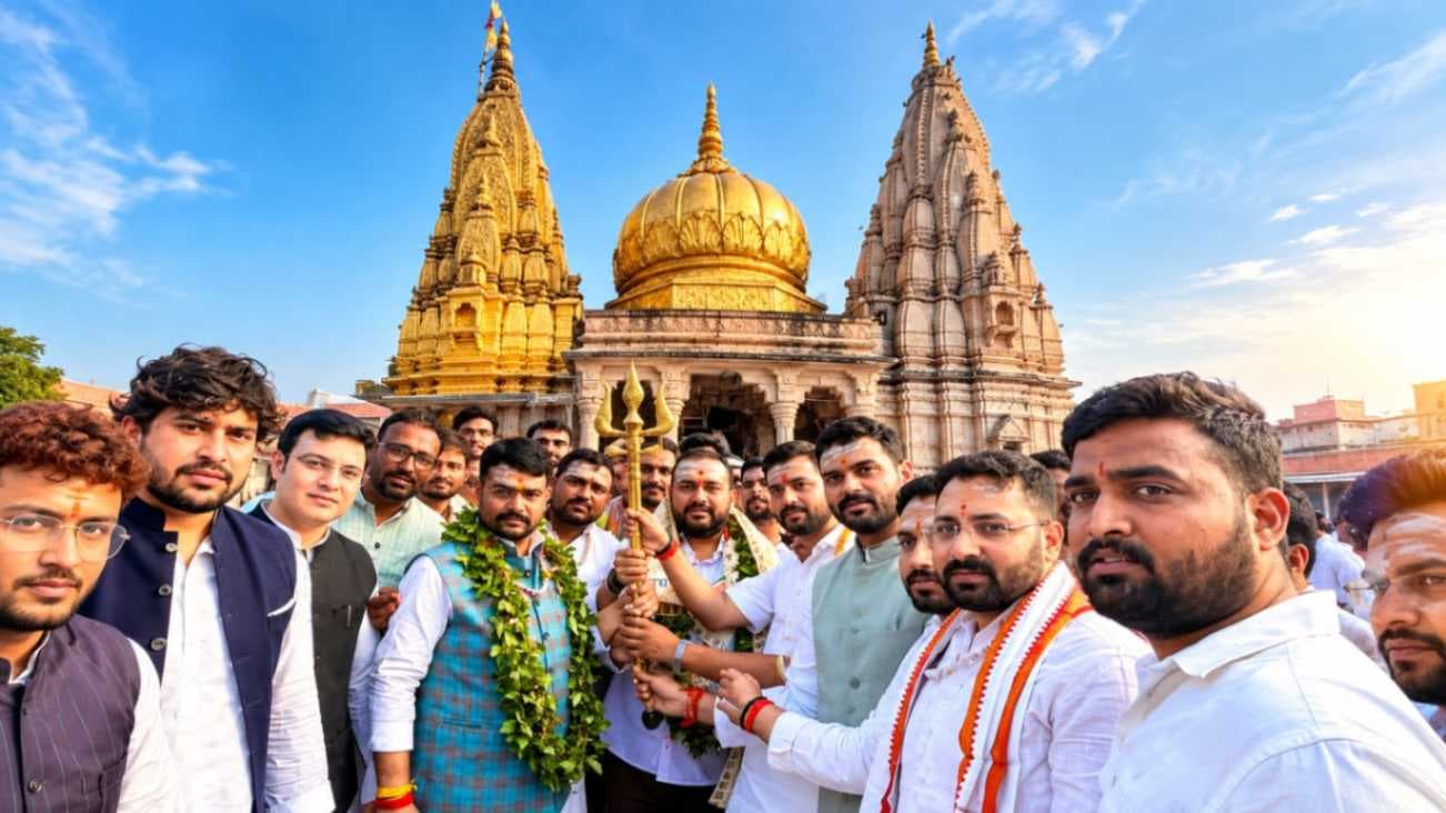 पहली बार काशी पहुंचे भाजयुमो अध्यक्ष हेमांग जोशी, बाबा विश्वनाथ के दरबार में लगाई हाजिरी