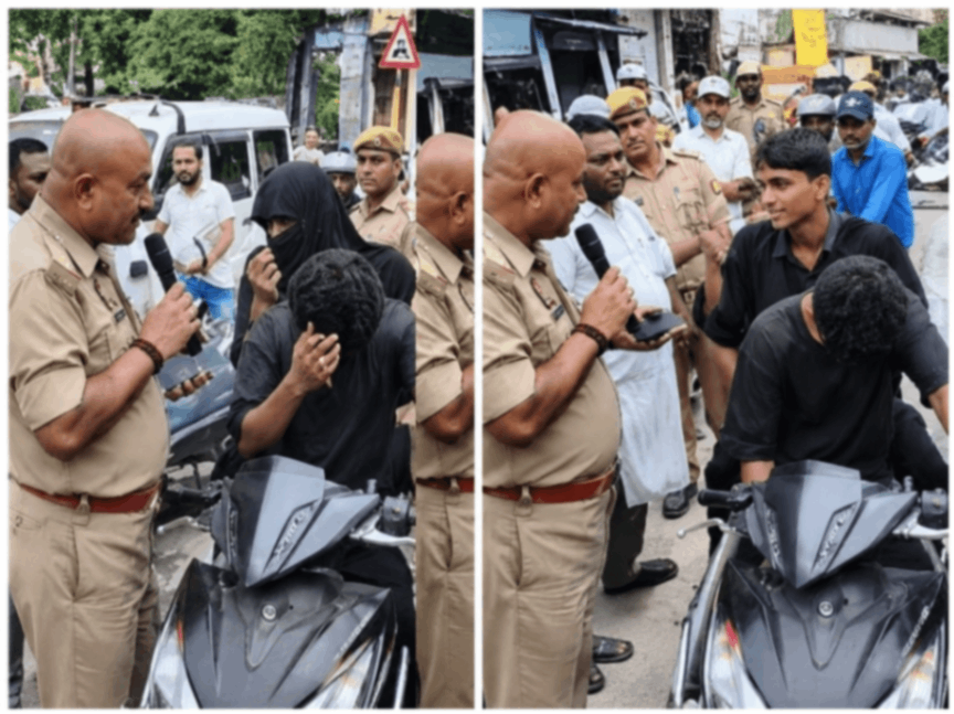 प्रैंक रील बनाने के लिए बुर्का पहनकर निकले इंटरमीडिएट के दो छात्र, पुलिस ने पकड़ा; बाइक सीज