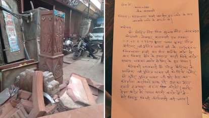 ट्रक के धक्के से चंद्रघंटा मंदिर द्वार ध्वस्त, जनहानि टली