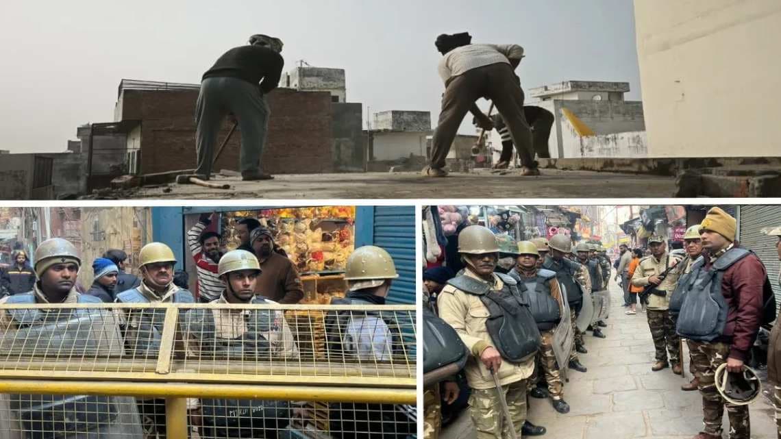 नए साल में दालमंडी में धवस्तीकरण की फिर शुरूआत, पुलिस बल तैनात