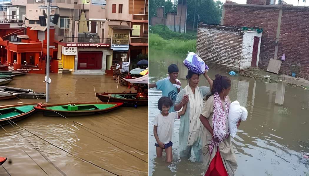 काशी में नदियों का रौद्र रूप: घरों में घुसा पानी, छतों पर हुई गंगा आरती